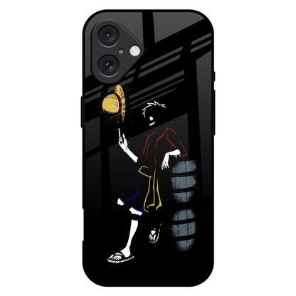 Luffy Line Art iPhone 16 Plus Glass Back Cover Online