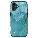 Blue Golden Glitter iPhone 16 Plus Glass Back Cover Online