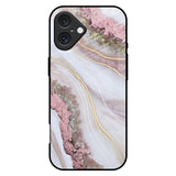Pink & Gold Gllitter Marble iPhone 16 Plus Glass Back Cover Online