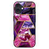 Electroplated Geometric Marble iPhone 16 Plus Glass Back Cover Online