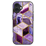 Purple Rhombus Marble iPhone 16 Plus Glass Back Cover Online