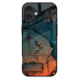 Geographical Map iPhone 16 Plus Glass Back Cover Online