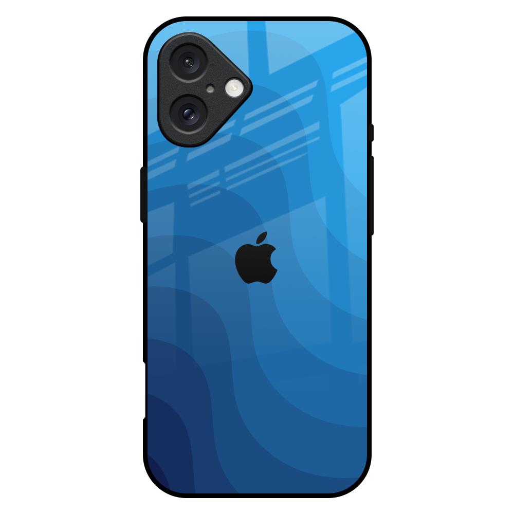 Blue Wave Abstract iPhone 16 Plus Glass Back Cover Online