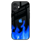Blue Flames iPhone 16 Plus Glass Back Cover Online