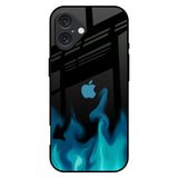 Teal Flames iPhone 16 Plus Glass Back Cover Online