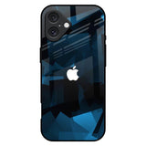 Polygonal Blue Box iPhone 16 Plus Glass Back Cover Online