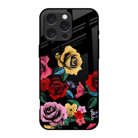 Floral Decorative iPhone 16 Pro Glass Back Cover Online