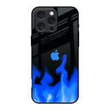 Blue Flames iPhone 16 Pro Glass Back Cover Online