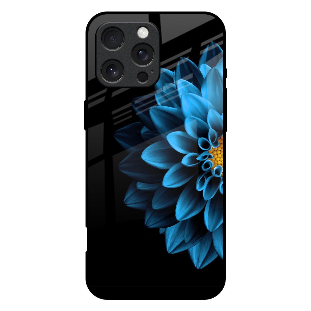 Half Blue Flower iPhone 16 Pro Max Glass Back Cover Online