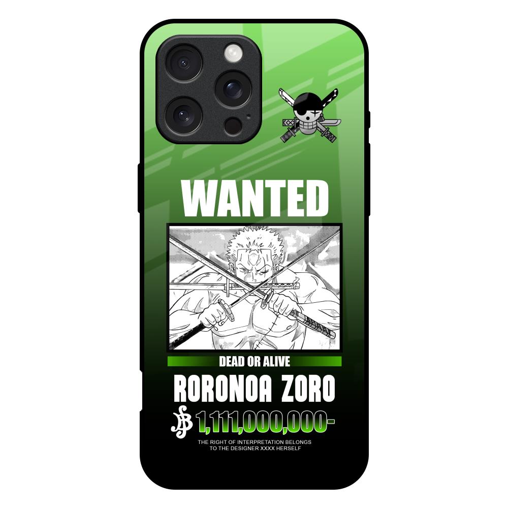 Zoro Wanted iPhone 16 Pro Max Glass Back Cover Online
