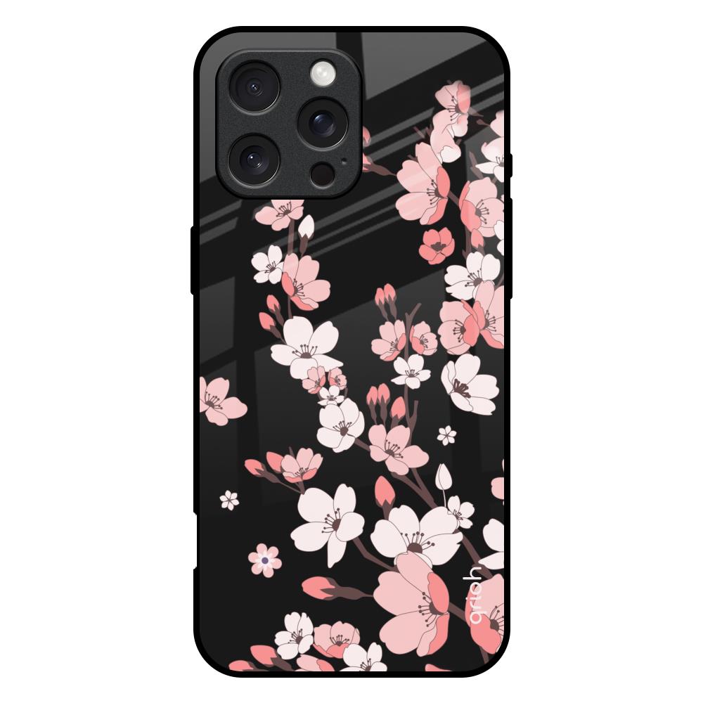 Black Cherry Blossom iPhone 16 Pro Max Glass Back Cover Online