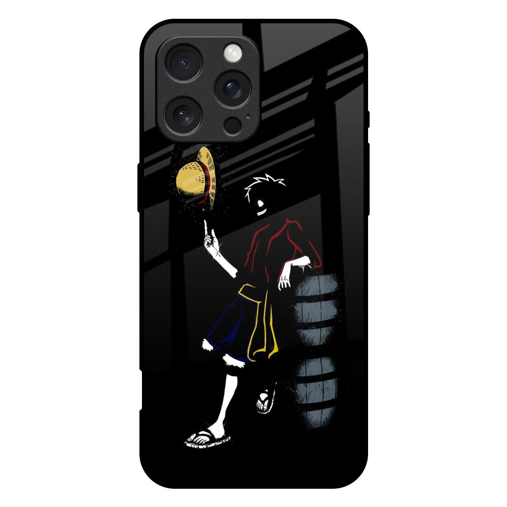 Luffy Line Art iPhone 16 Pro Max Glass Back Cover Online