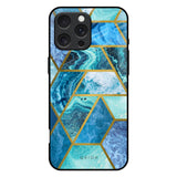 Turquoise Geometrical Marble iPhone 16 Pro Max Glass Back Cover Online