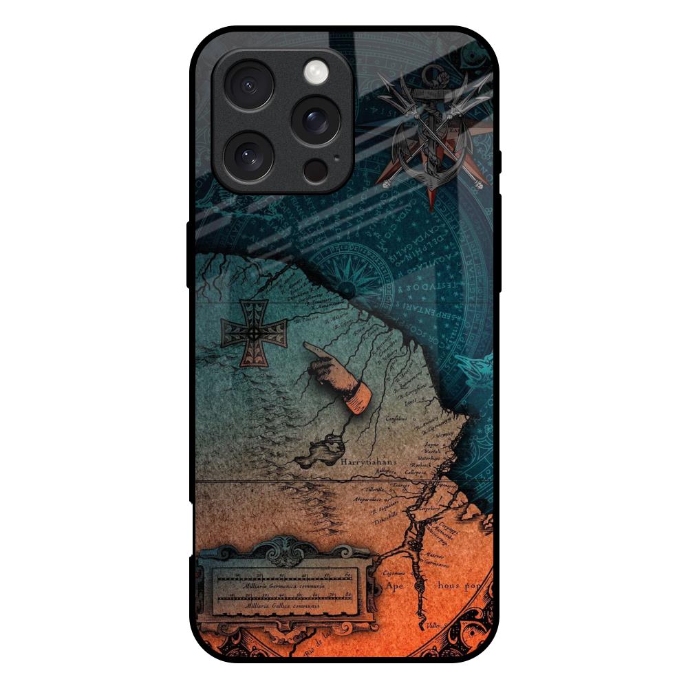 Geographical Map iPhone 16 Pro Max Glass Back Cover Online