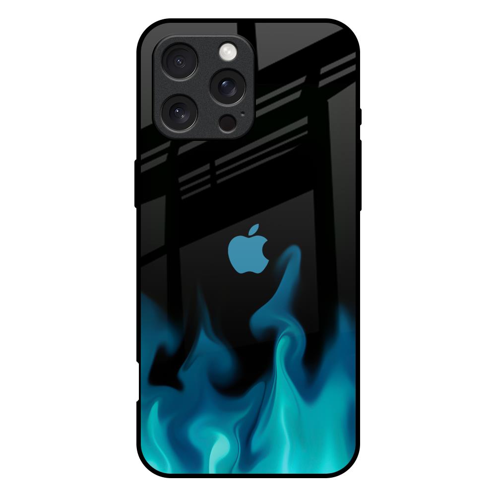 Teal Flames iPhone 16 Pro Max Glass Back Cover Online