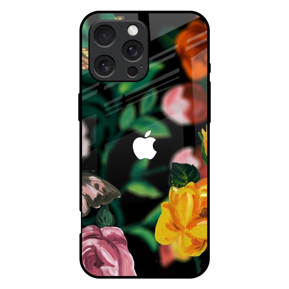 Flowers & Butterfly iPhone 16 Pro Max Glass Back Cover Online