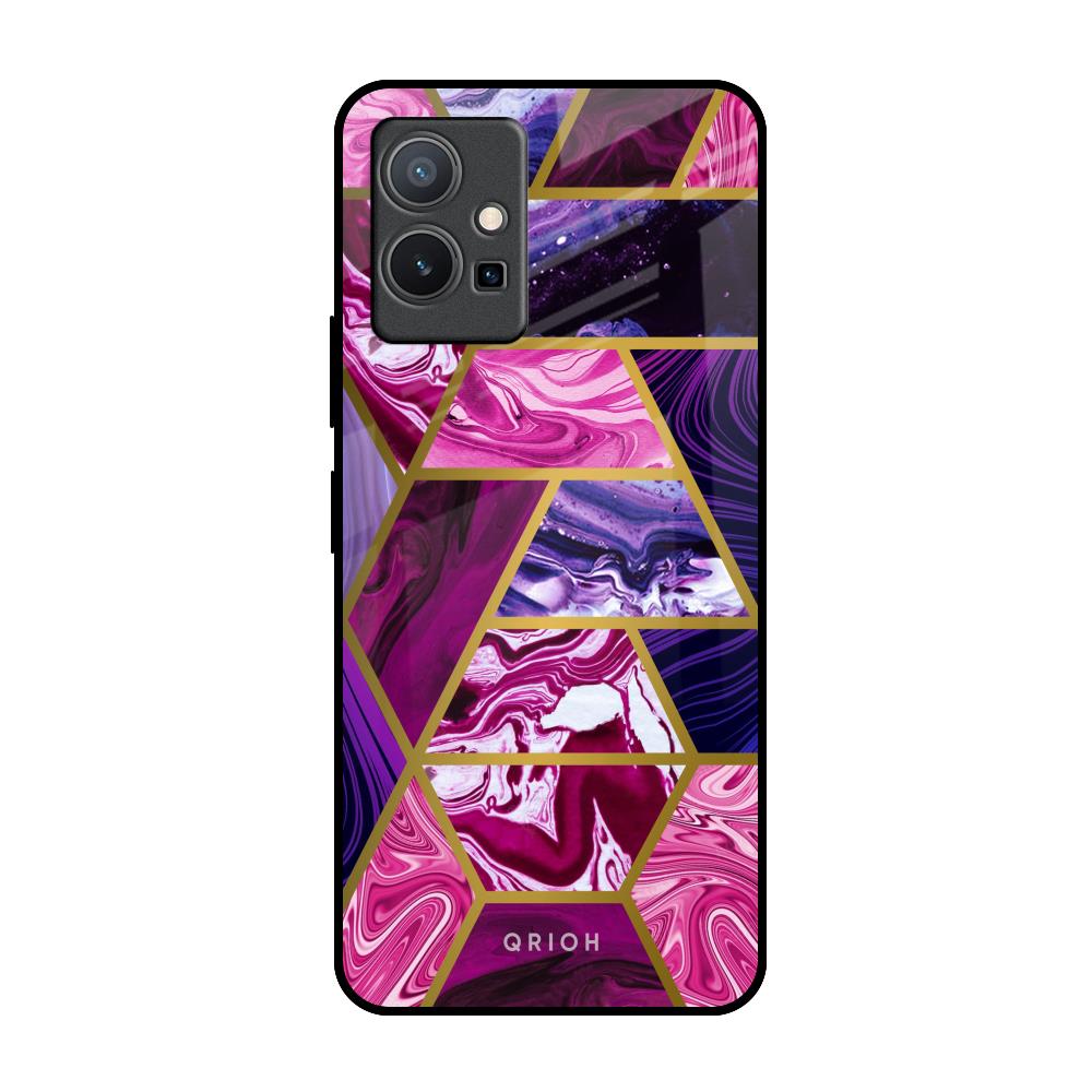 Electroplated Geometric Marble IQOO Z6 5G Glass Back Cover Online