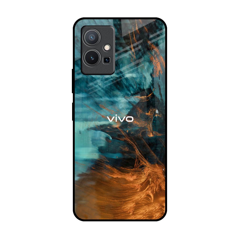 Golden Splash IQOO Z6 5G Glass Back Cover Online