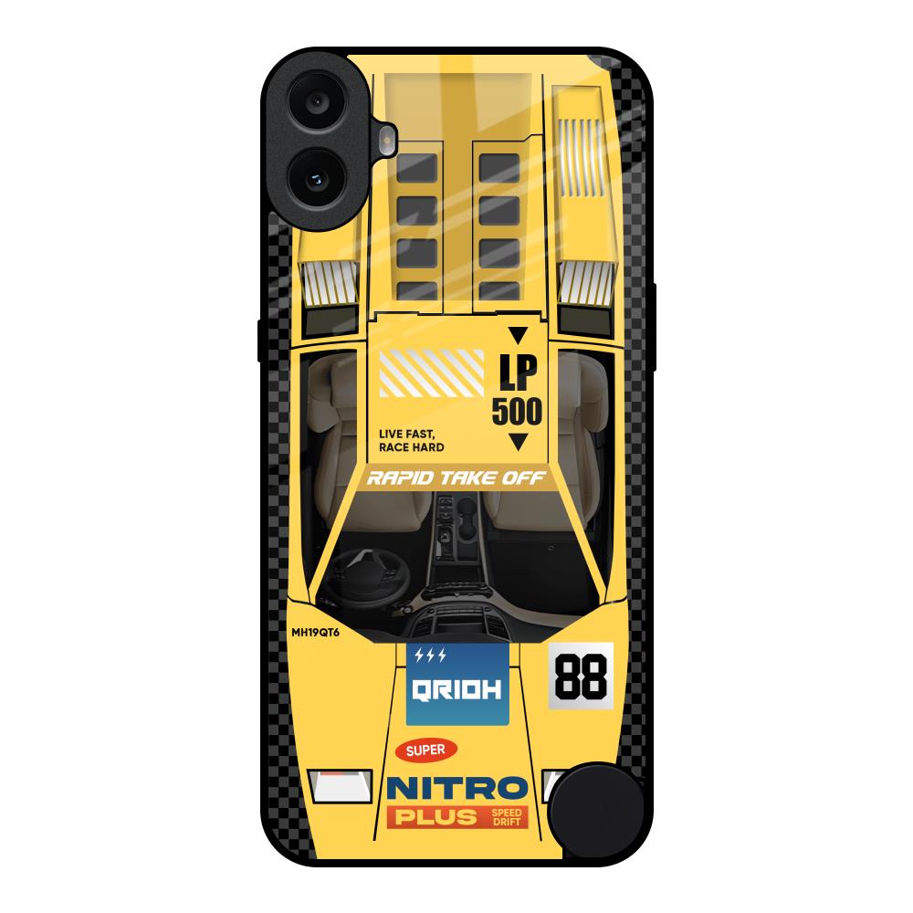 Yellow Racing Car Nothing CMF Phone 1 Glass Back Cover Online