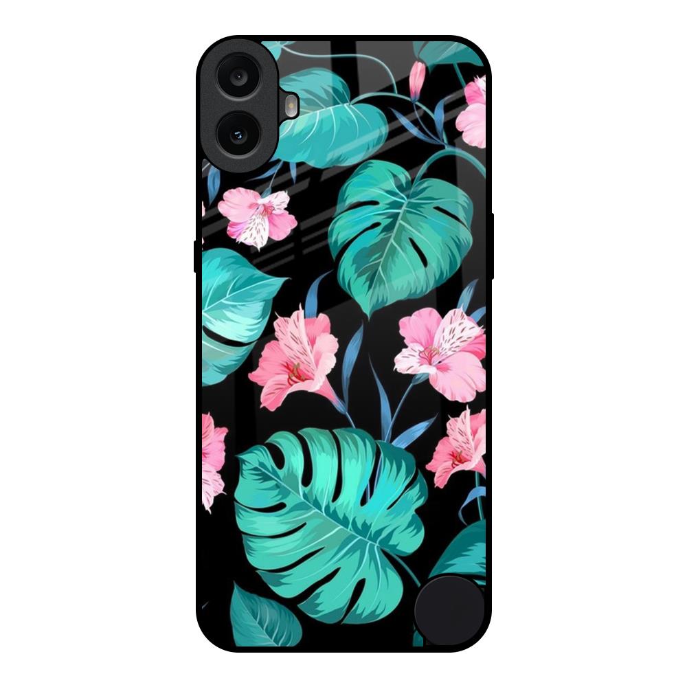 Tropical Leaves & Pink Flowers Nothing CMF Phone 1 Glass Back Cover Online
