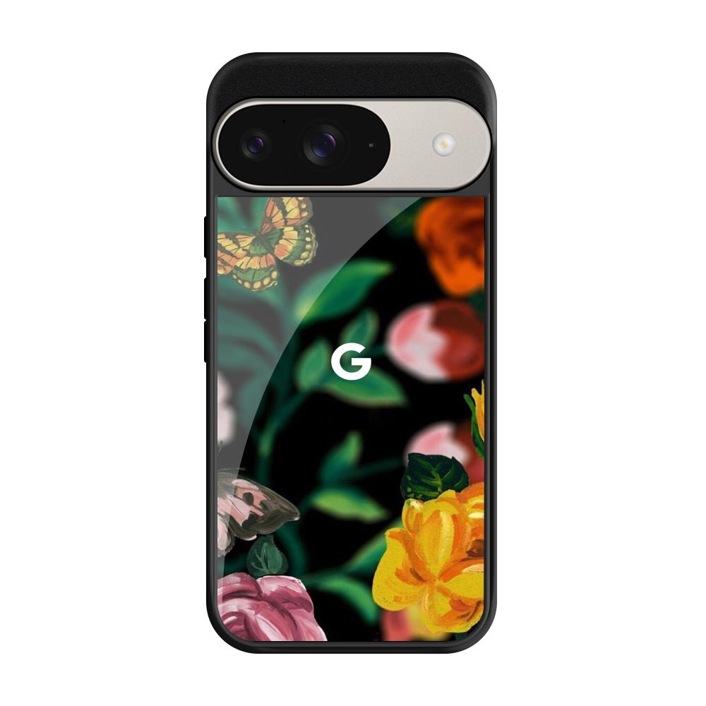 Flowers & Butterfly Google Pixel 9 Glass Back Cover Online