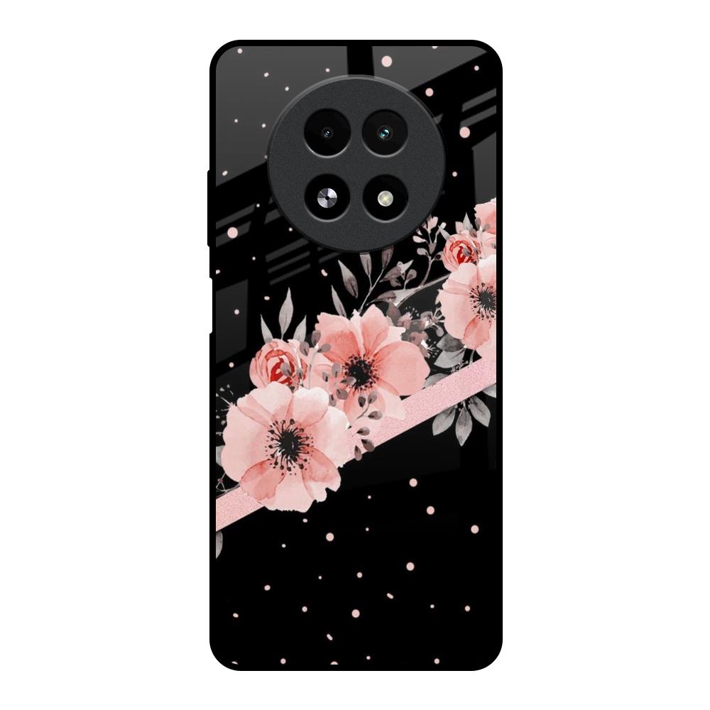 Floral Black Band Realme 13 5G Glass Back Cover Online