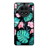 Tropical Leaves & Pink Flowers Realme 13 5G Glass Back Cover Online