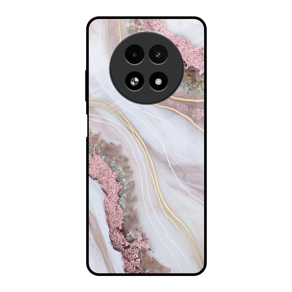 Pink & Gold Gllitter Marble Realme 13 5G Glass Back Cover Online