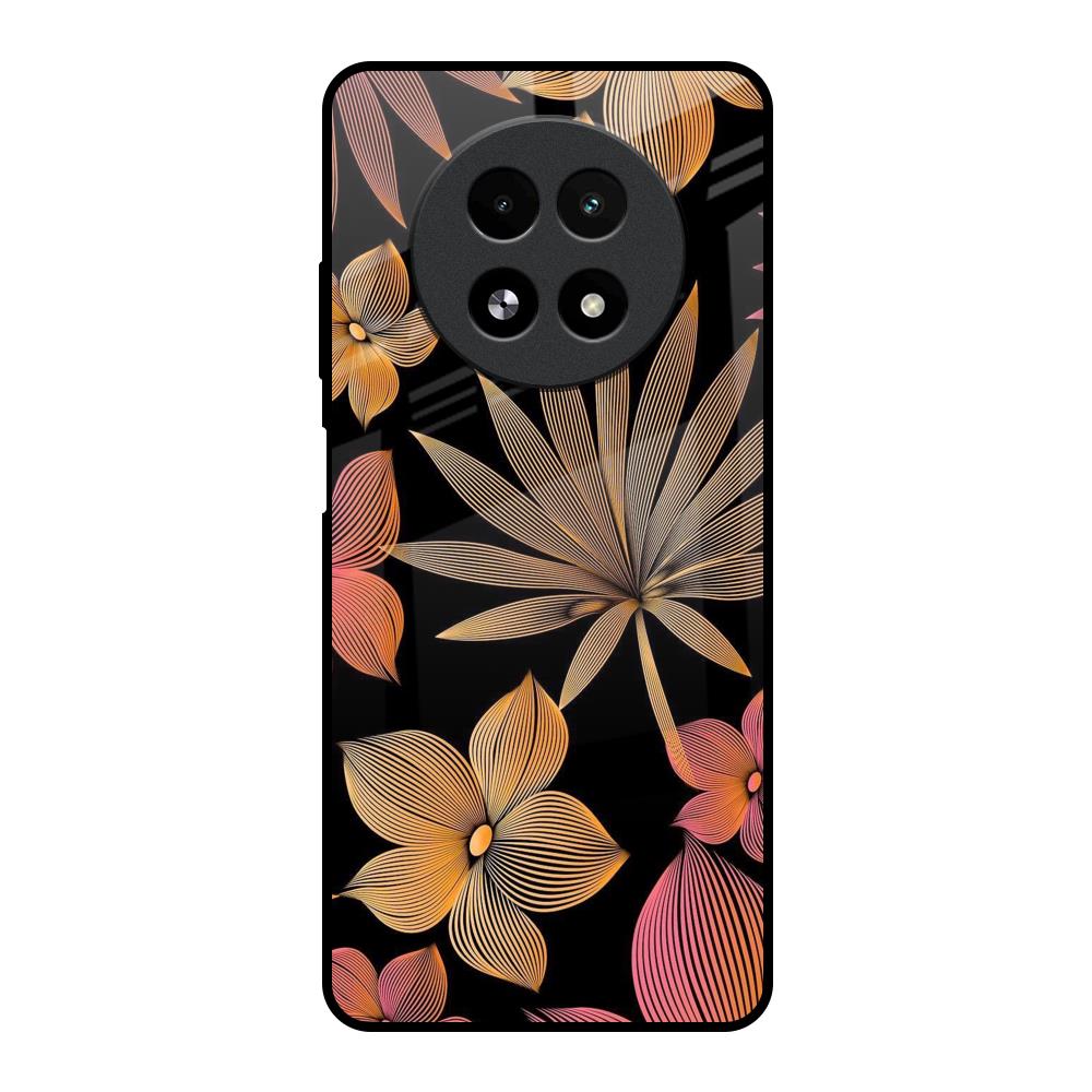 Lines Pattern Flowers Realme 13 5G Glass Back Cover Online