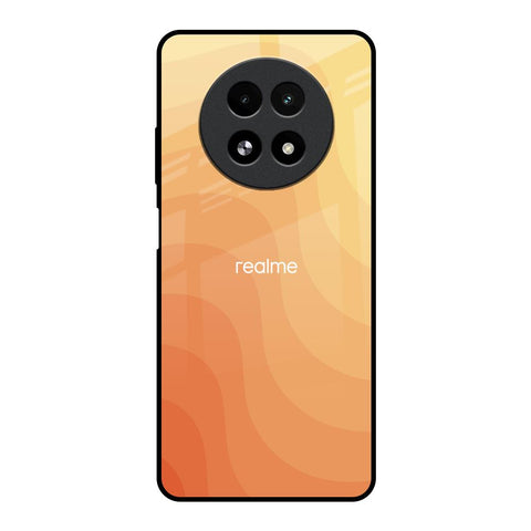 Orange Curve Pattern Realme 13 5G Glass Back Cover Online