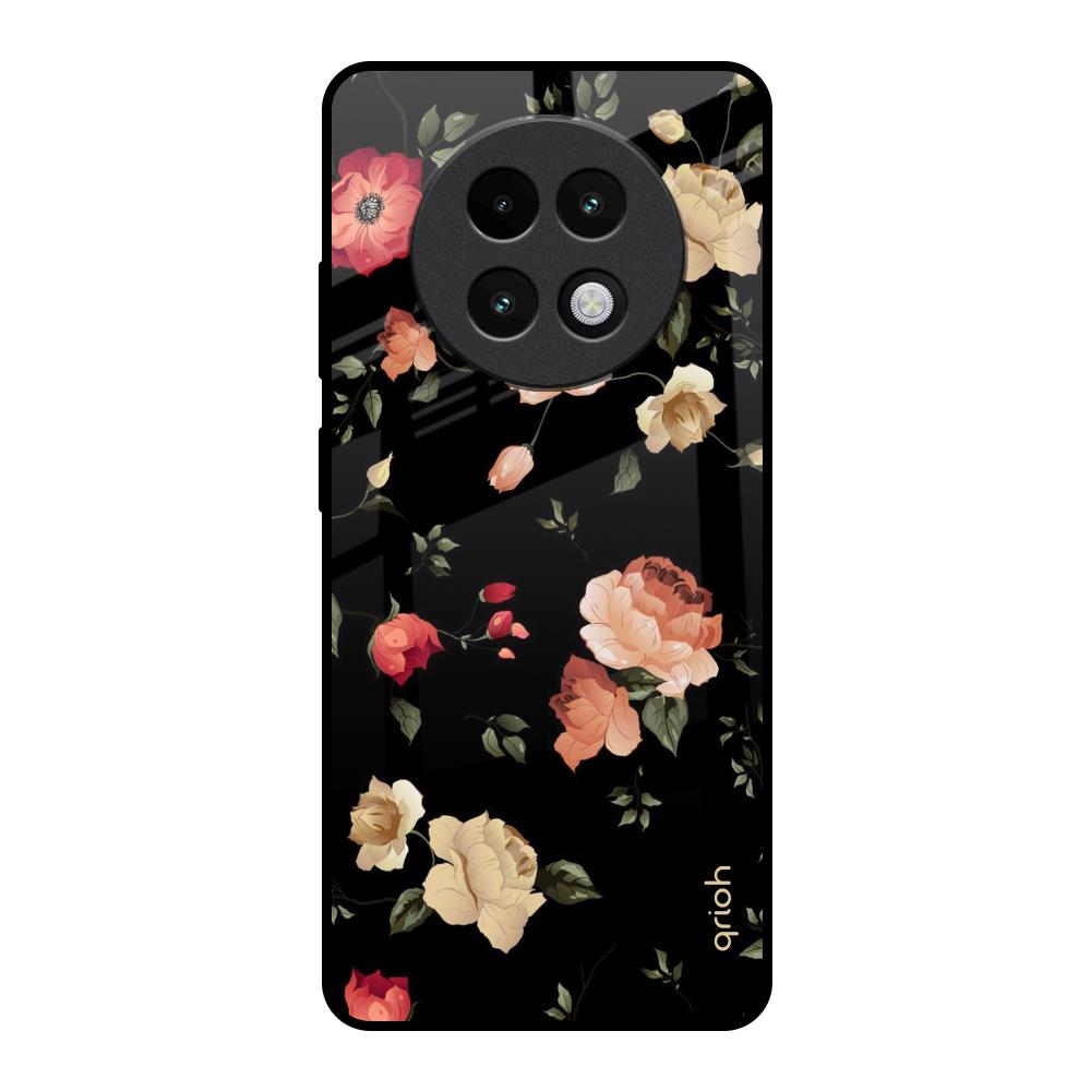 Black Spring Floral Realme 13 Plus 5G Glass Back Cover Online