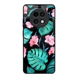 Tropical Leaves & Pink Flowers Realme 13 Plus 5G Glass Back Cover Online