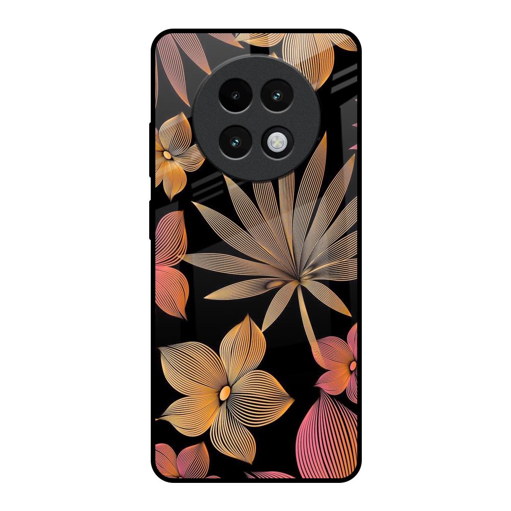Lines Pattern Flowers Realme 13 Plus 5G Glass Back Cover Online