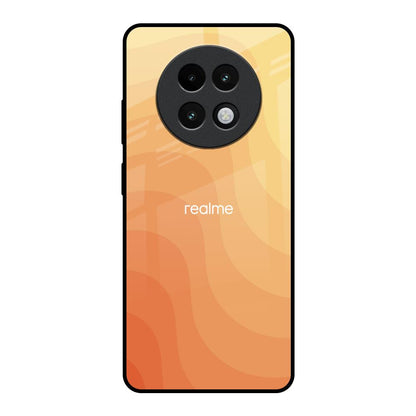 Orange Curve Pattern Realme 13 Plus 5G Glass Back Cover Online