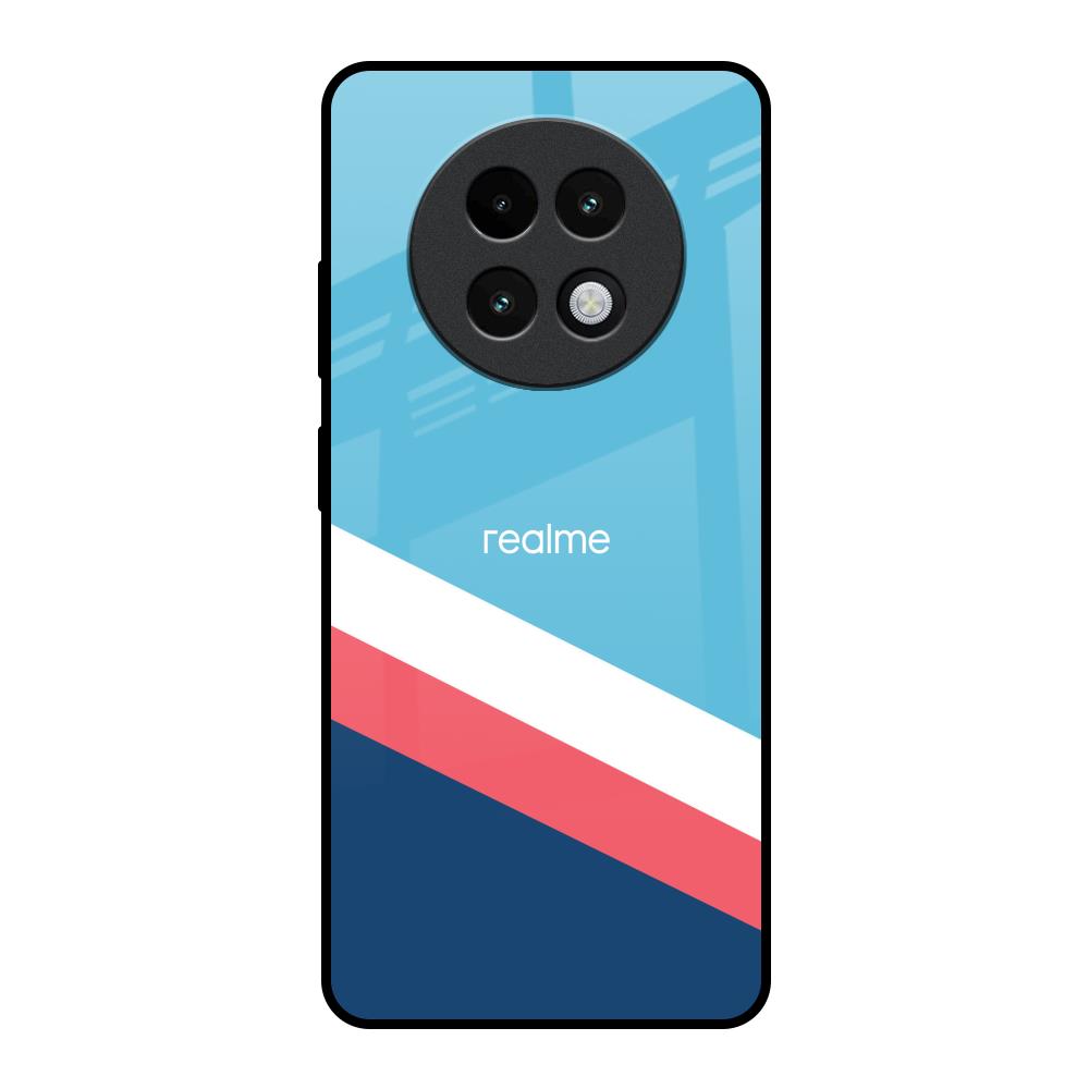 Pink & White Stripes Realme 13 Plus 5G Glass Back Cover Online