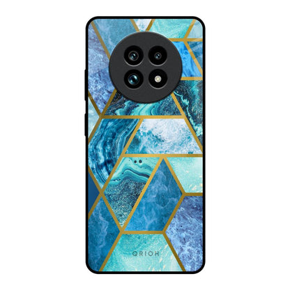 Turquoise Geometrical Marble Realme 13 Pro Plus 5G Glass Back Cover Online