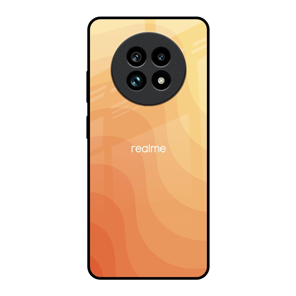 Orange Curve Pattern Realme 13 Pro Plus 5G Glass Back Cover Online