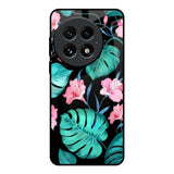 Tropical Leaves & Pink Flowers OnePlus 13 Glass Back Cover Online