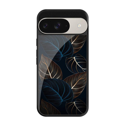 Blue Golden Leaves Google Pixel 9 Pro Glass Cases & Covers Online