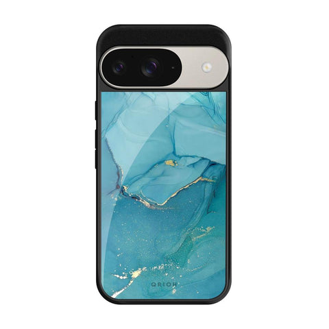 Blue Golden Glitter Google Pixel 9 Pro Glass Cases & Covers Online