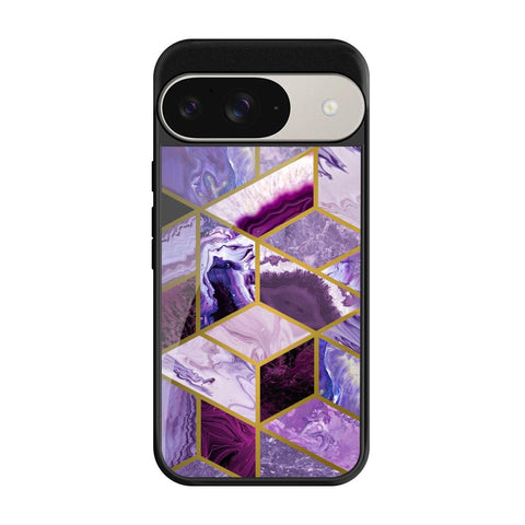 Purple Rhombus Marble Google Pixel 9 Pro Glass Cases & Covers Online