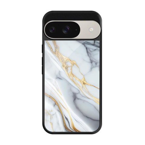 White Grey Marble Google Pixel 9 Pro Glass Cases & Covers Online