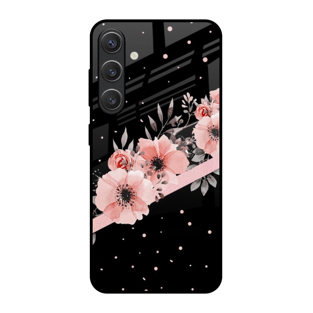 Floral Black Band Samsung Galaxy S25 5G Glass Back Cover Online