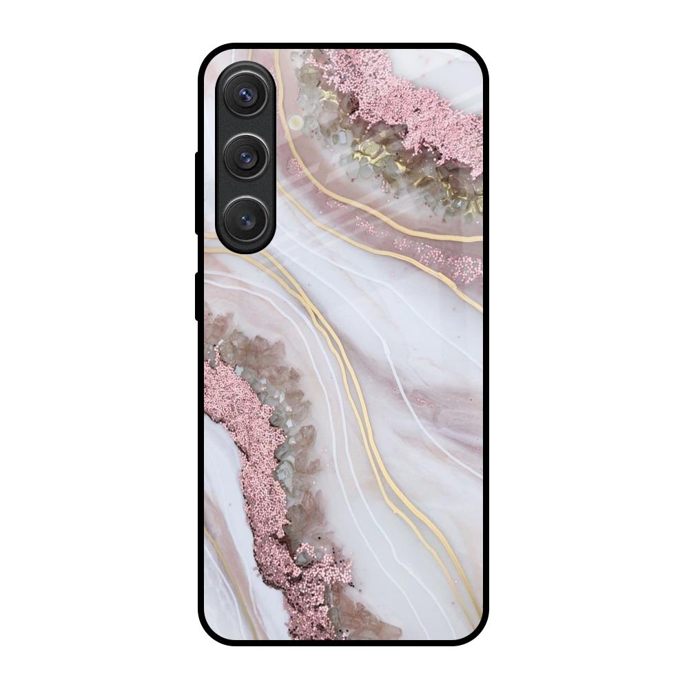 Pink & Gold Gllitter Marble Samsung Galaxy S25 5G Glass Back Cover Online