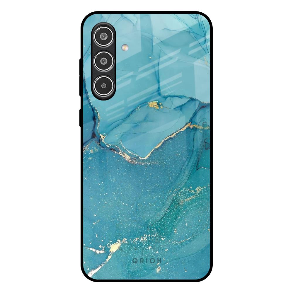 Blue Golden Glitter Samsung Galaxy A56 5G Glass Back Cover Online