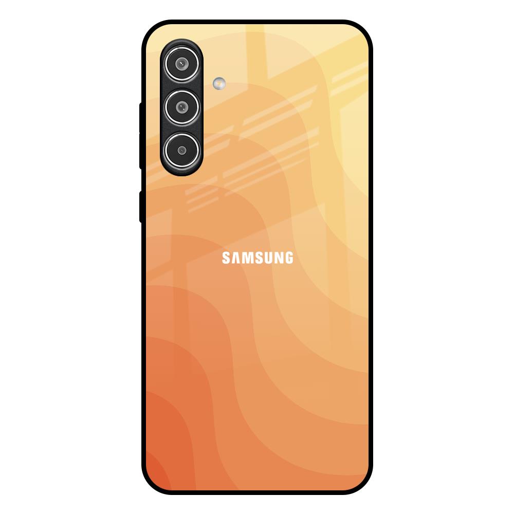 Orange Curve Pattern Samsung Galaxy A36 5G Glass Back Cover Online