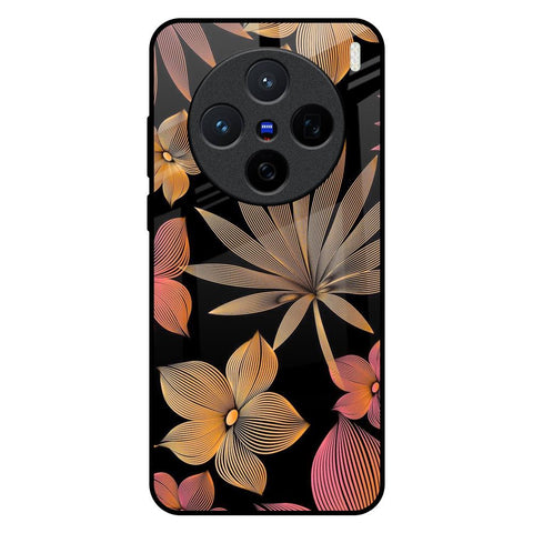 Lines Pattern Flowers Vivo X200 5G Glass Back Cover Online
