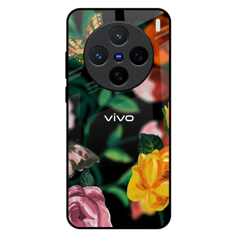 Flowers & Butterfly Vivo X200 5G Glass Back Cover Online