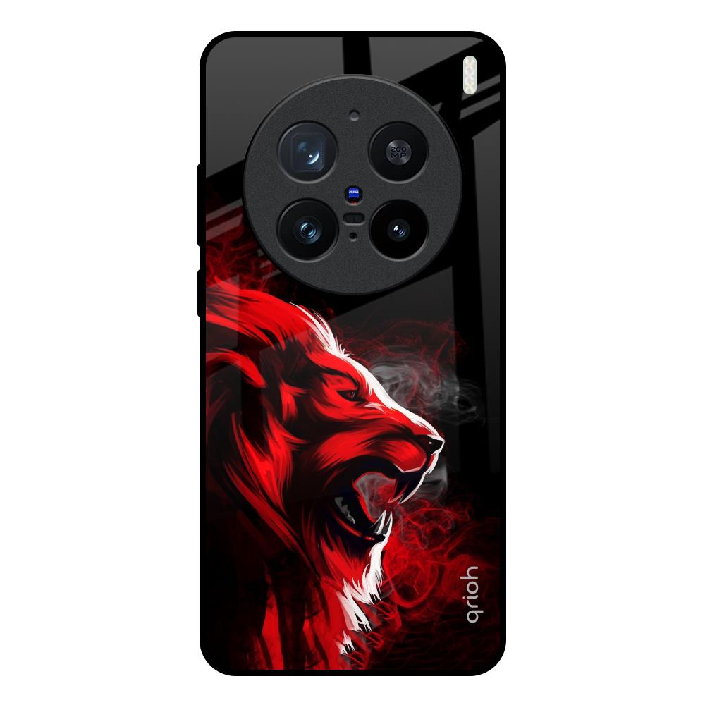 Red Angry Lion Vivo X200 Pro 5G Glass Back Cover Online