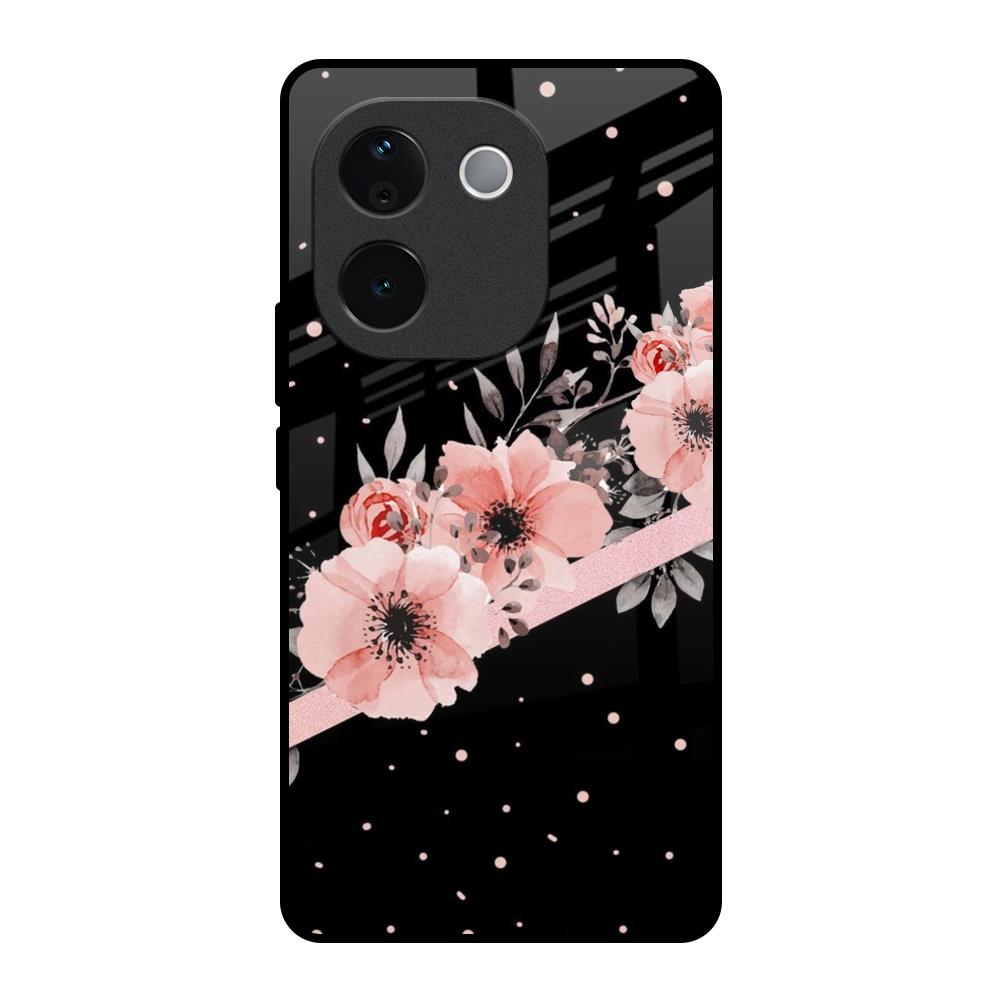 Floral Black Band Vivo T3 Pro 5G Glass Back Cover Online